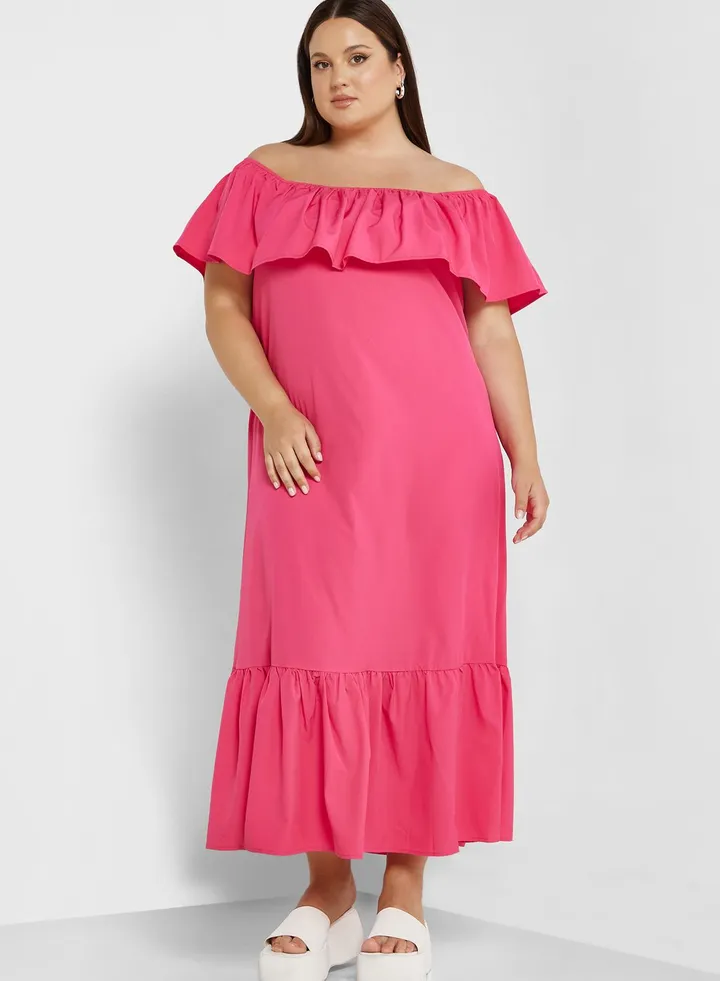 Off Shoulder Frill Detail Dress