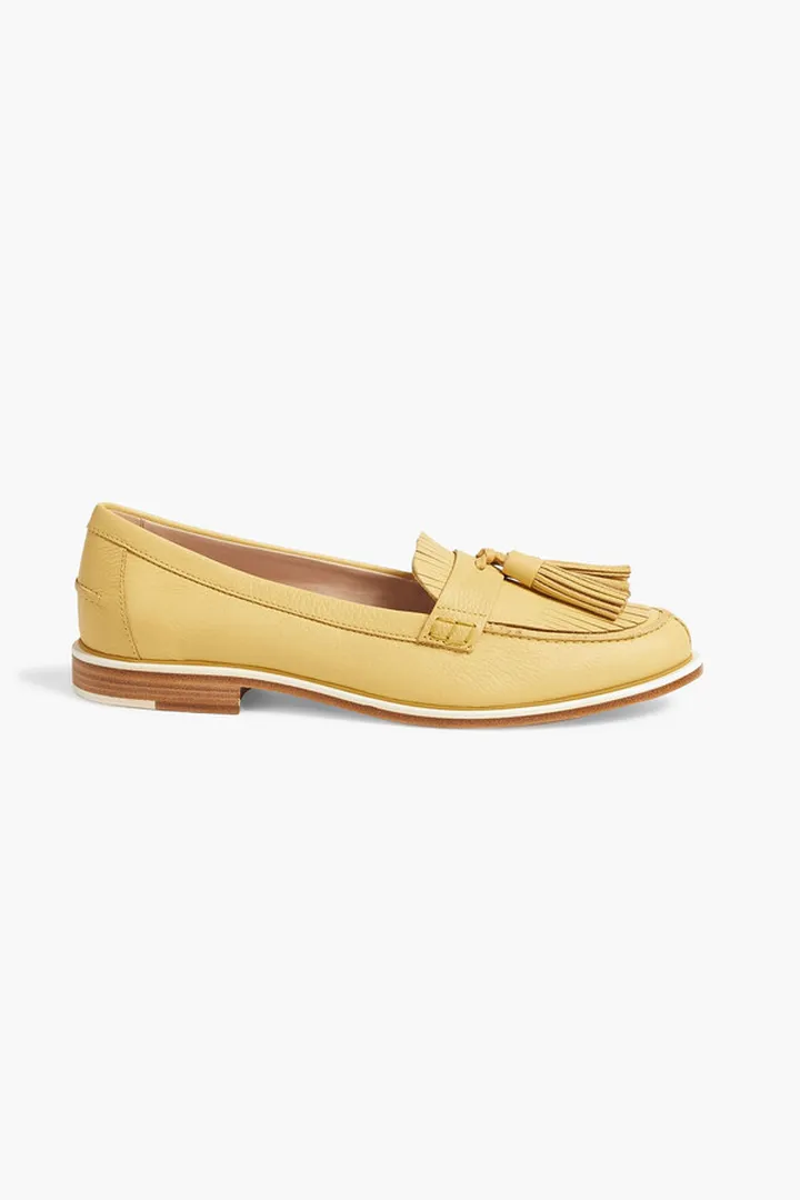 Tasseled textured-leather loafers