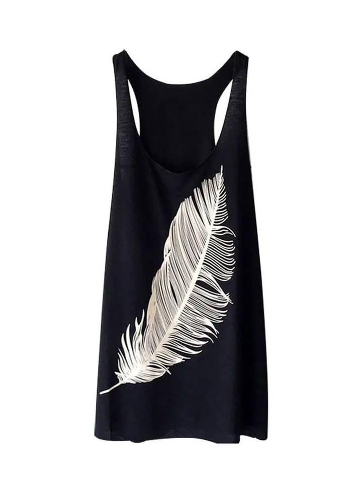 Feather Printed Tank Top Black/White