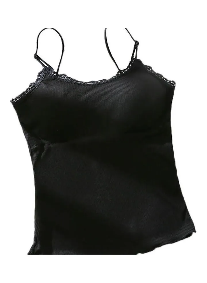 Padded Underwear Sleeveless Vest Top Black