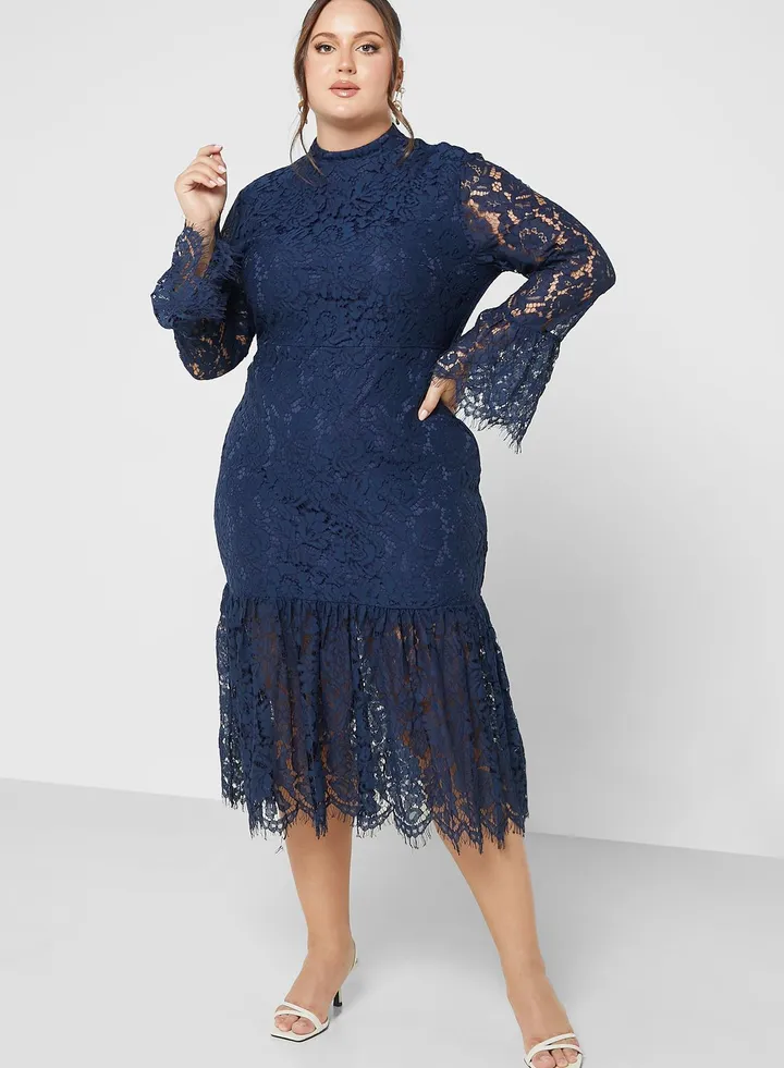 Lace Detail Fringe Hem Dress