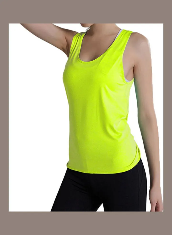Open Back Camisole Tank Top Sports Vest Green