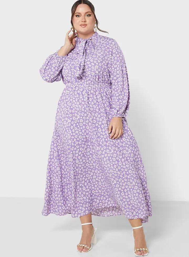 Balloon Sleeve Fit & Flare Dress