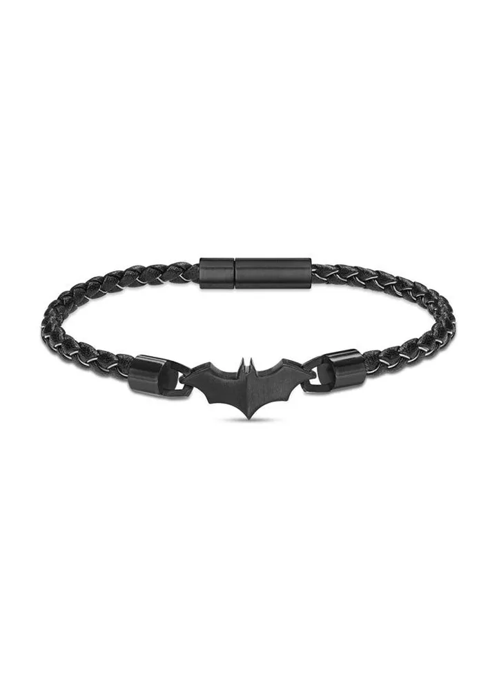 Police Batarang Black Gold Leather & Stainless Steel Gents Bracelet - PEAGB0034701
