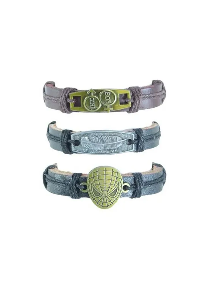 Pack Of 3 Leather Bracelet