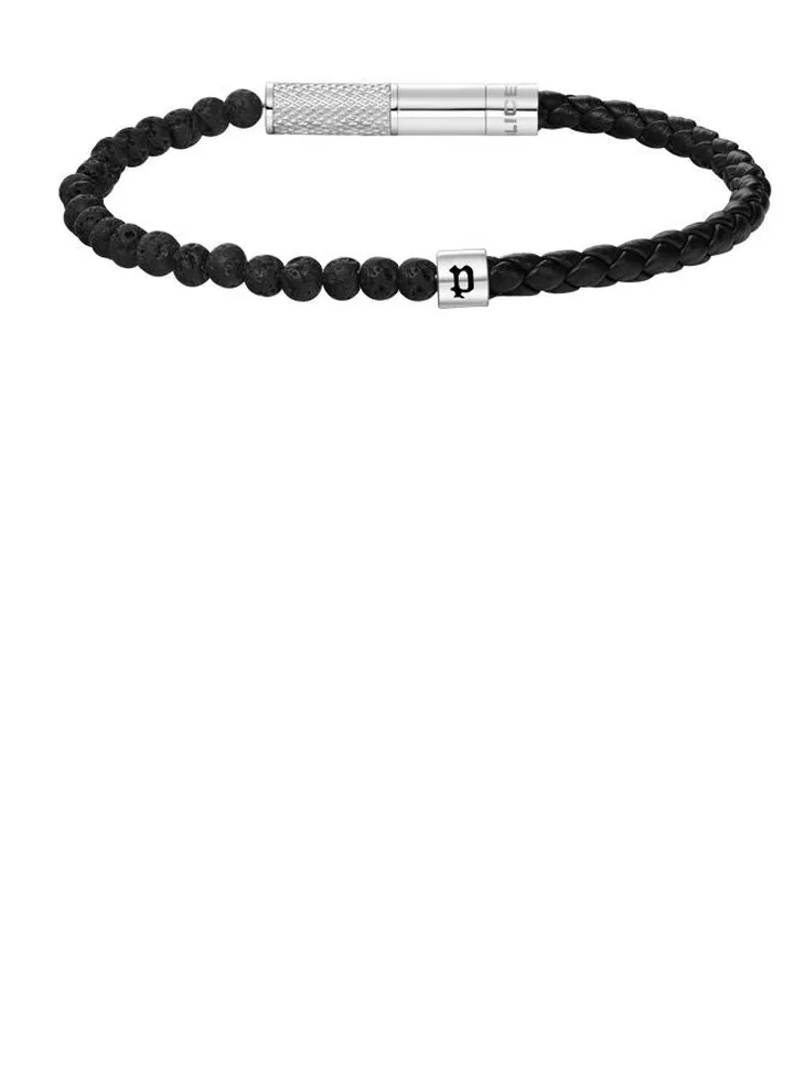 Police Twine Black & Silver Leather & Stainless Steel Gents Bracelet - PEAGB0012501