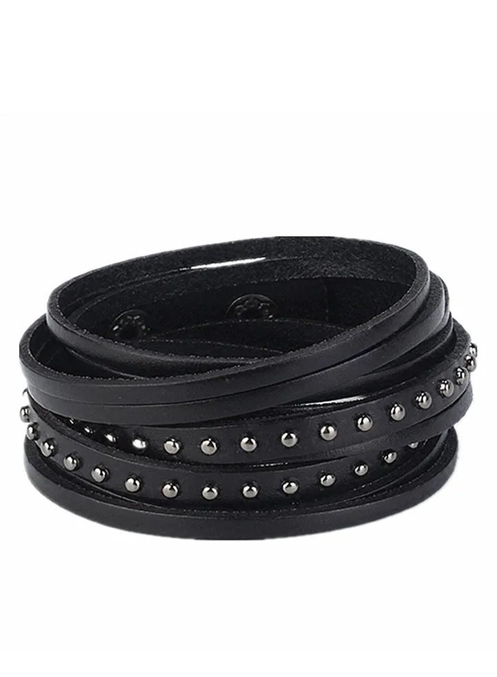 Leather Cuff Bracelet Punk Braided Bracelets Rock Leather Wristbands Adjustable Wrap Bracelet for Men, Women