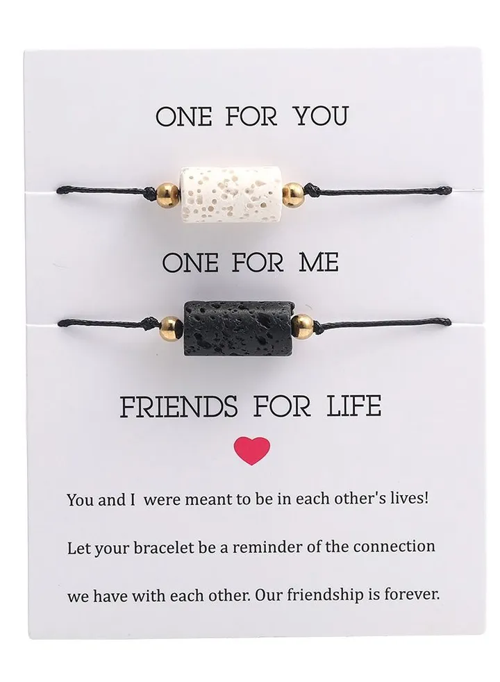 Black and White Rice Bead Bracelet Set