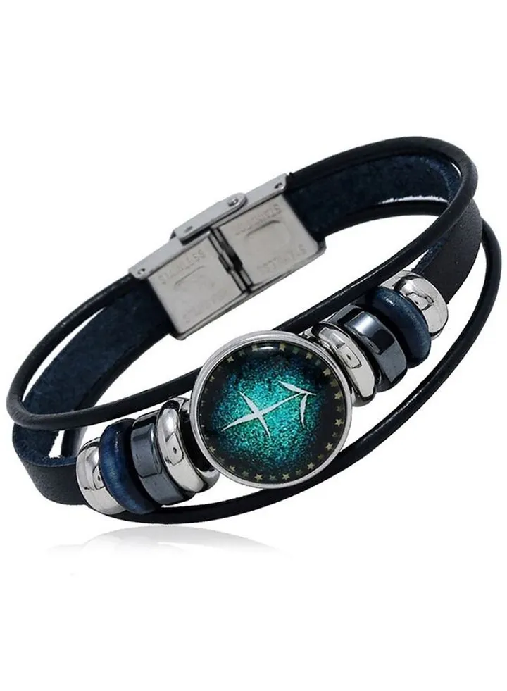 Constellations Leather Zodiac Sign With Beads Punk Bracelet (Scorpio)