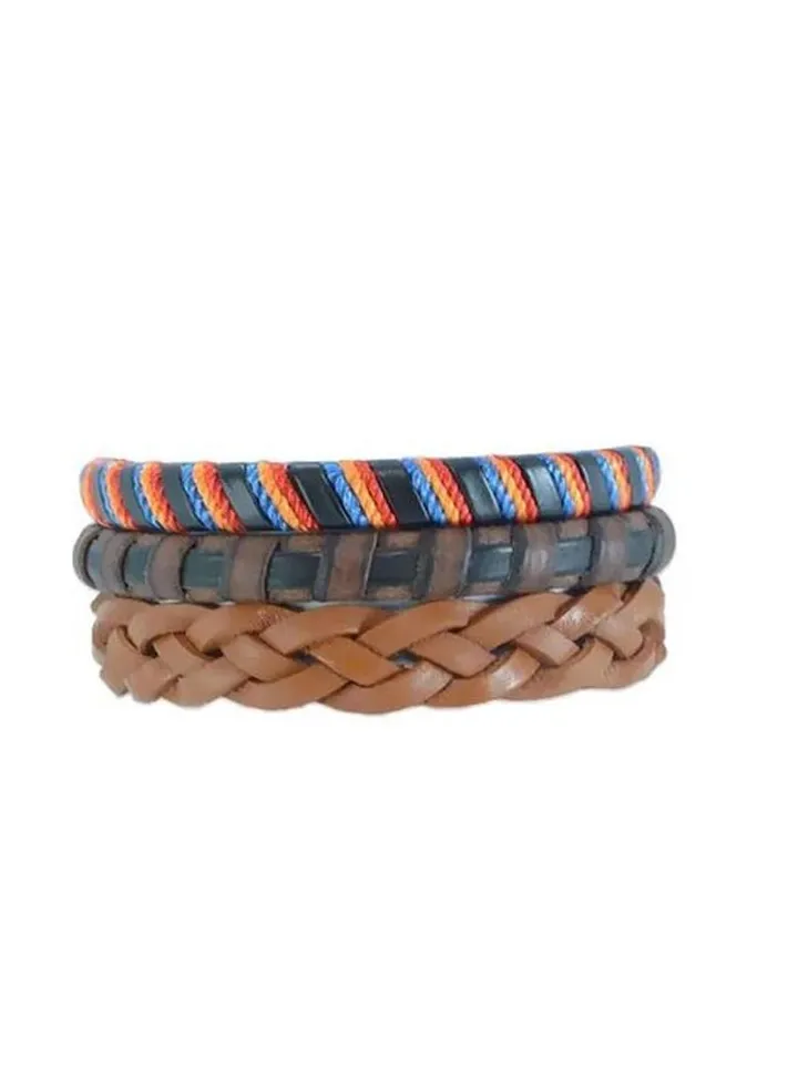 3-Piece Leather Bracelet
