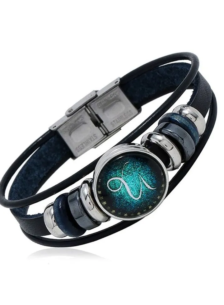 Constellations Leather Zodiac Sign With Beads Punk Bracelet (Capricorn)