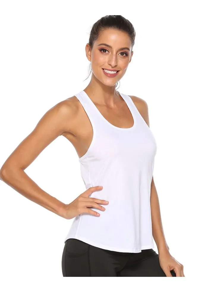 Women's Loose Hollow Sports Vest White
