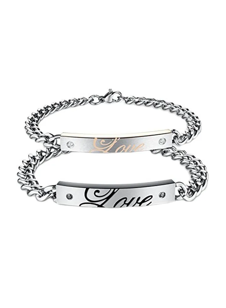 2-Piece Love Themed Couple Bracelet