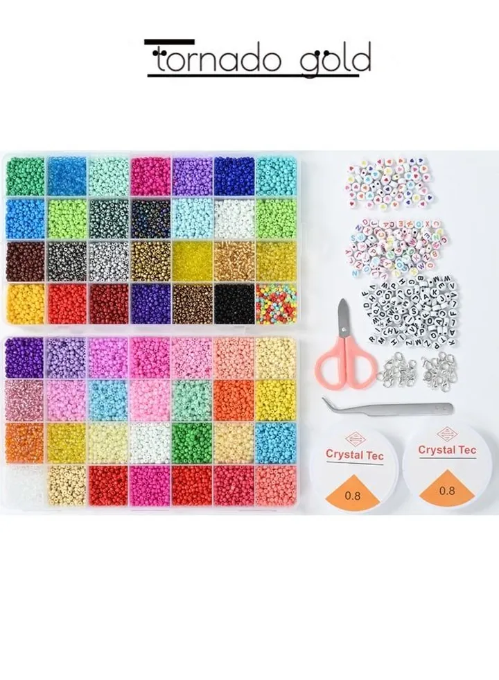 56 Colors Glass Beads Jewelry Making Beads Girls Seed Beads Jewelry DIY Making Kit With Alphabet Bead Accessories