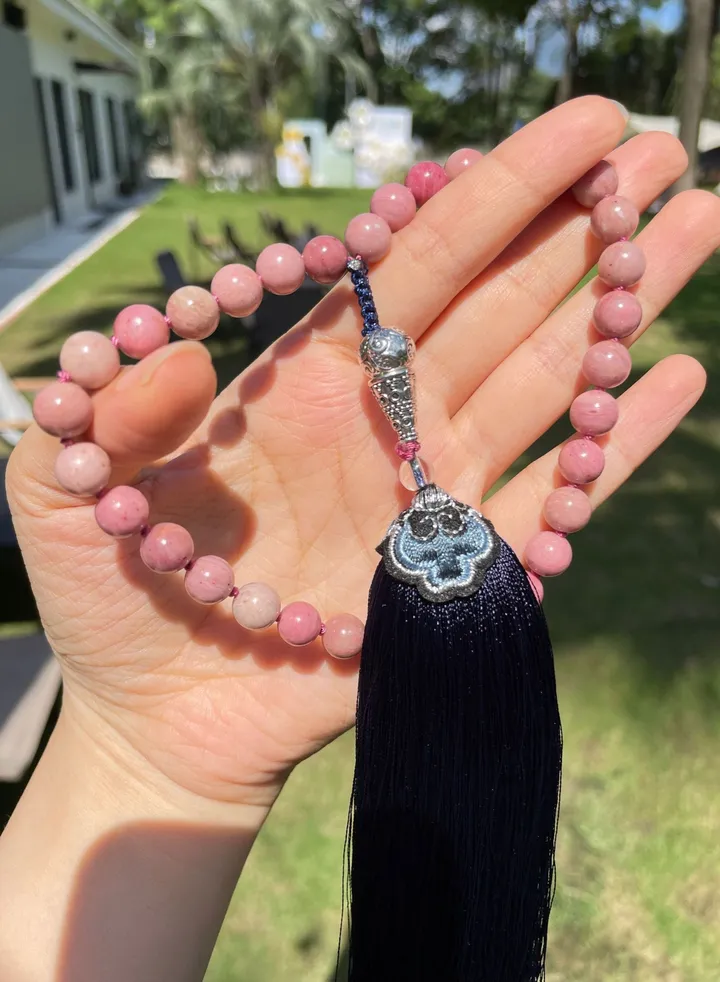 33 tassel pink agate beads 8mm