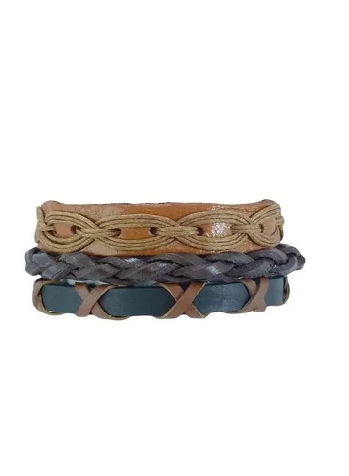 3-Piece Leather Bracelet