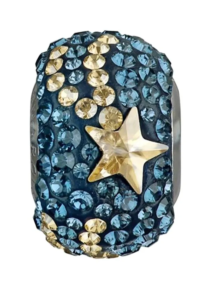 Becharmed Pavé Shooting Star Crystal, Golden Shadow Colour Stainless Steel 14.50mm-9.30 mm Bead
