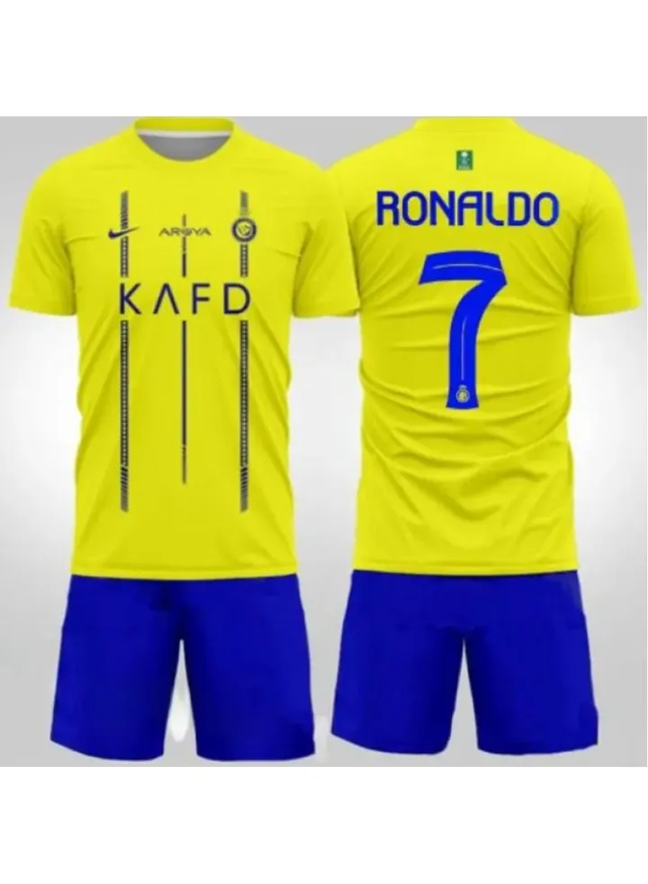 Football jersey for children, football jersey, short sleeve jersey shorts no. 7 yellow jersey football jersey for adults and children