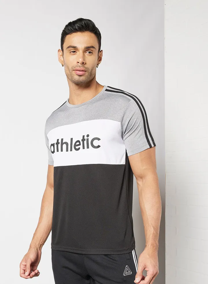 Panelled Jersey T-Shirt Grey Melange