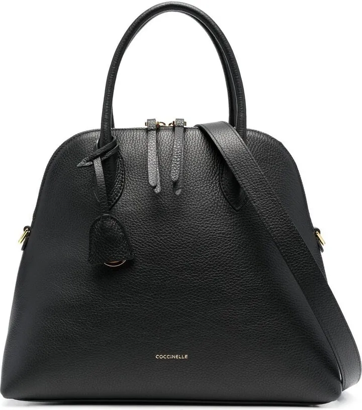 Grained-Leather Zip-Up Tote Bag