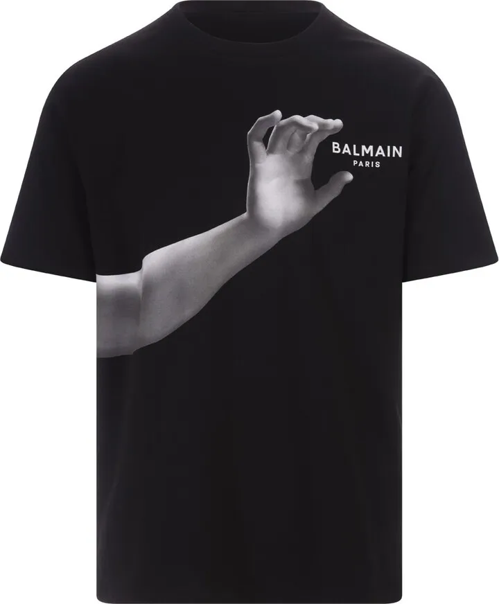 Black Oversize T-shirt With Statue Print