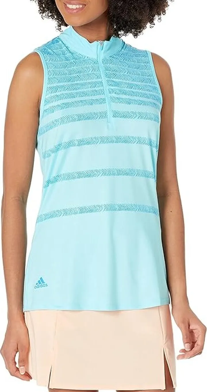 adidas Golf Herringbone Stripe Polo Shirt (Pulse Blue) Women's Clothing