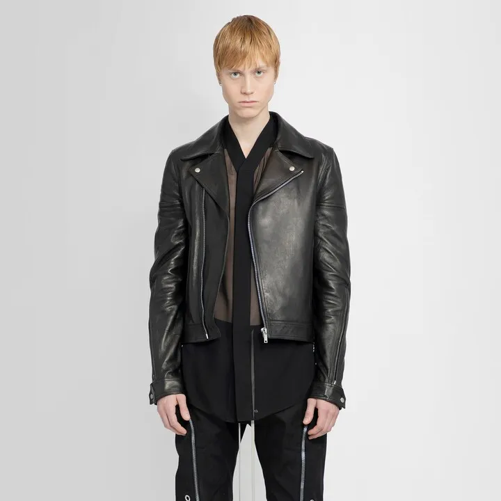 Rick Owens Man Black Leather Jackets