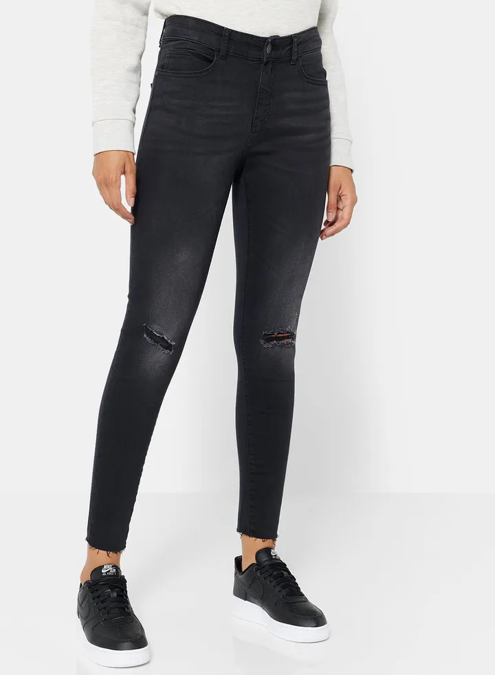 Lucy High Ankle Jeans Black Denim