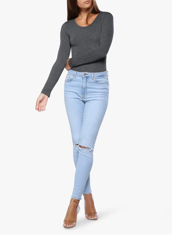 Sculpted High Waist Skinny Jeans Blue