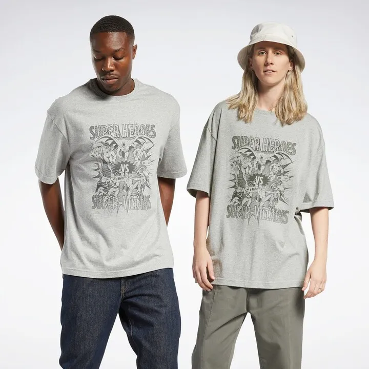 DC x Reebok Face-Off T-Shirt Mens Athletic T-Shirts X Large Medium Grey Heather