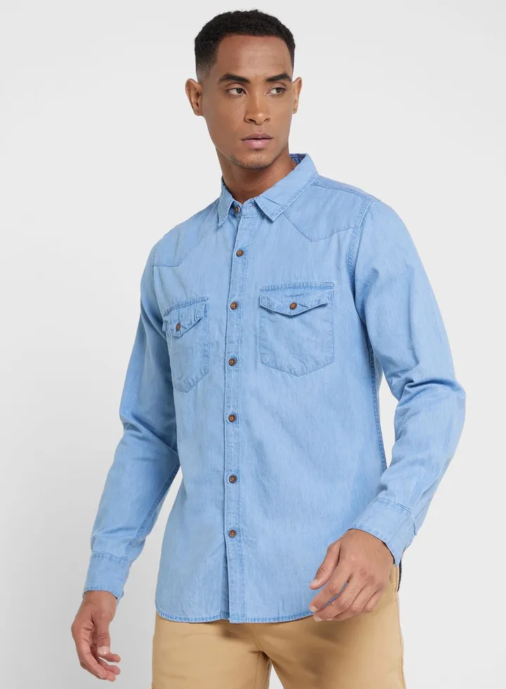 Thomas Scott Men Blue Smart Slim Fit Opaque Casual Shirt
