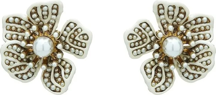 Pearl-Embellished Flower Earrings