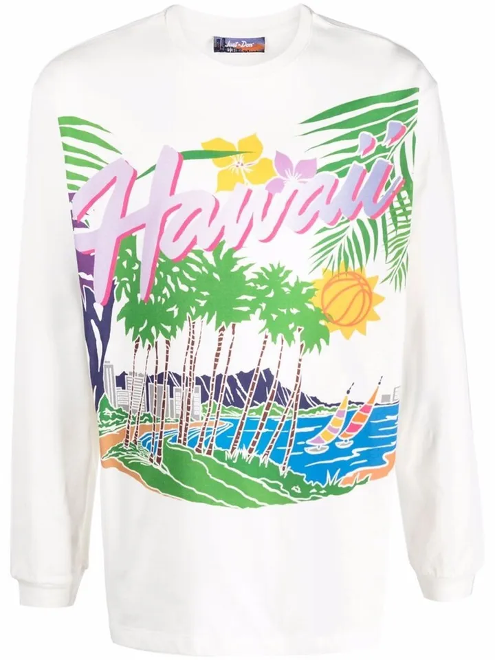 Hawaii-print long-sleeve T-shirt