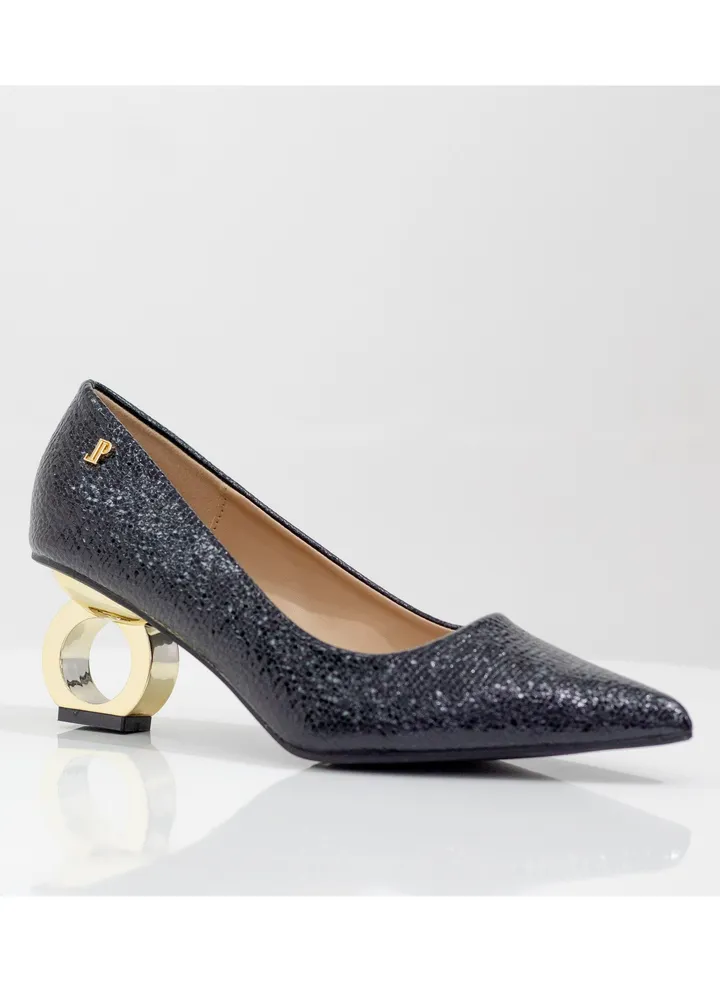Orchid court special circle heel PU black