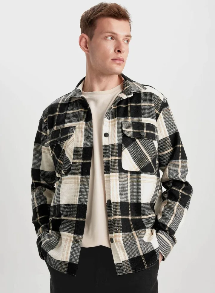 Relax Fit Cotton Plaid Long Sleeve Shirt