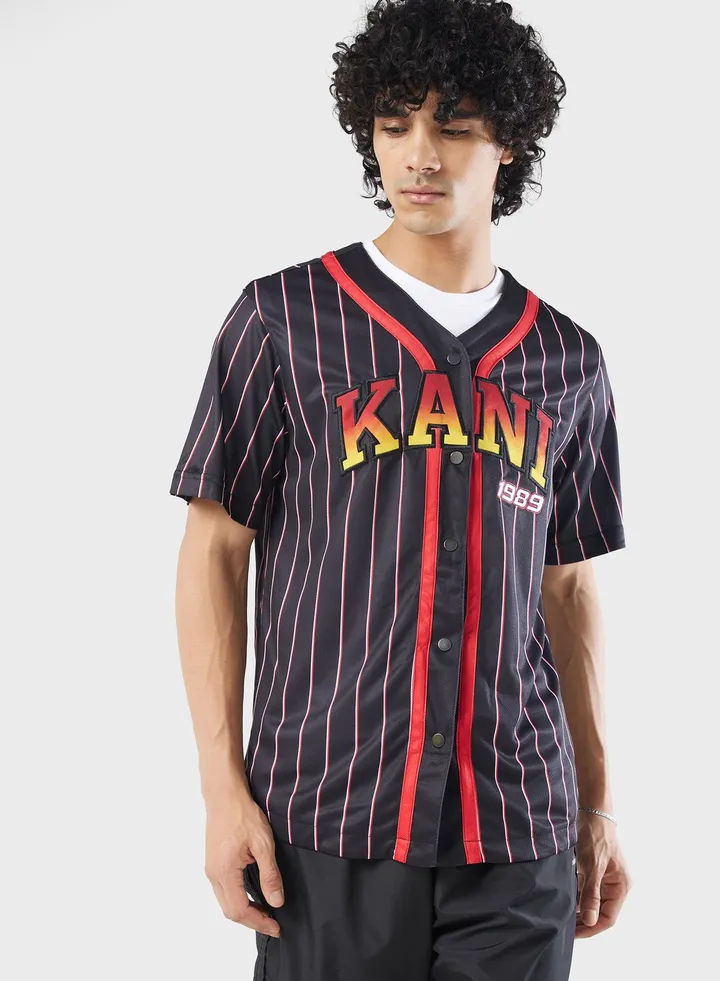 Serif Pinstripe Baseball Shirt
