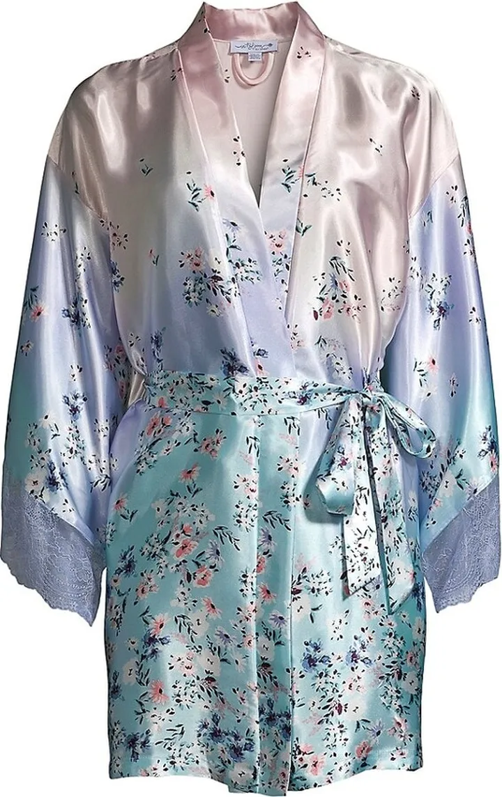 Aaliyah Floral Satin Short Robe