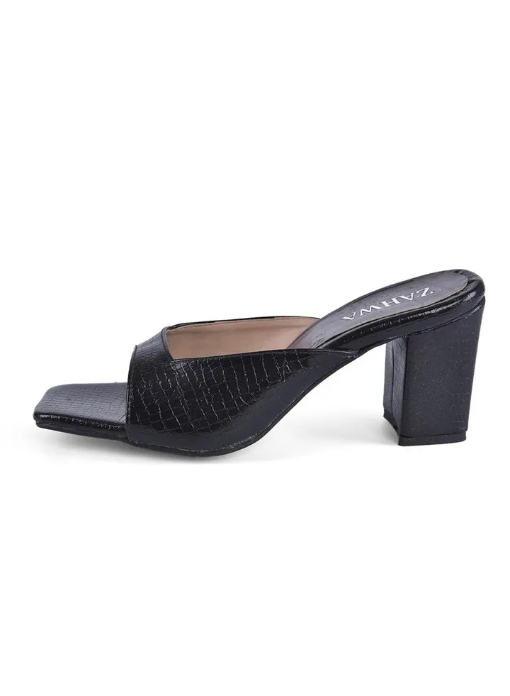 Heeled Sandal Crocodile Strap