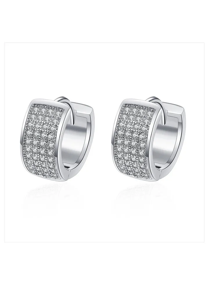 Girls Multi-row earrings silver ear buckle AAA zircon ear jewelry