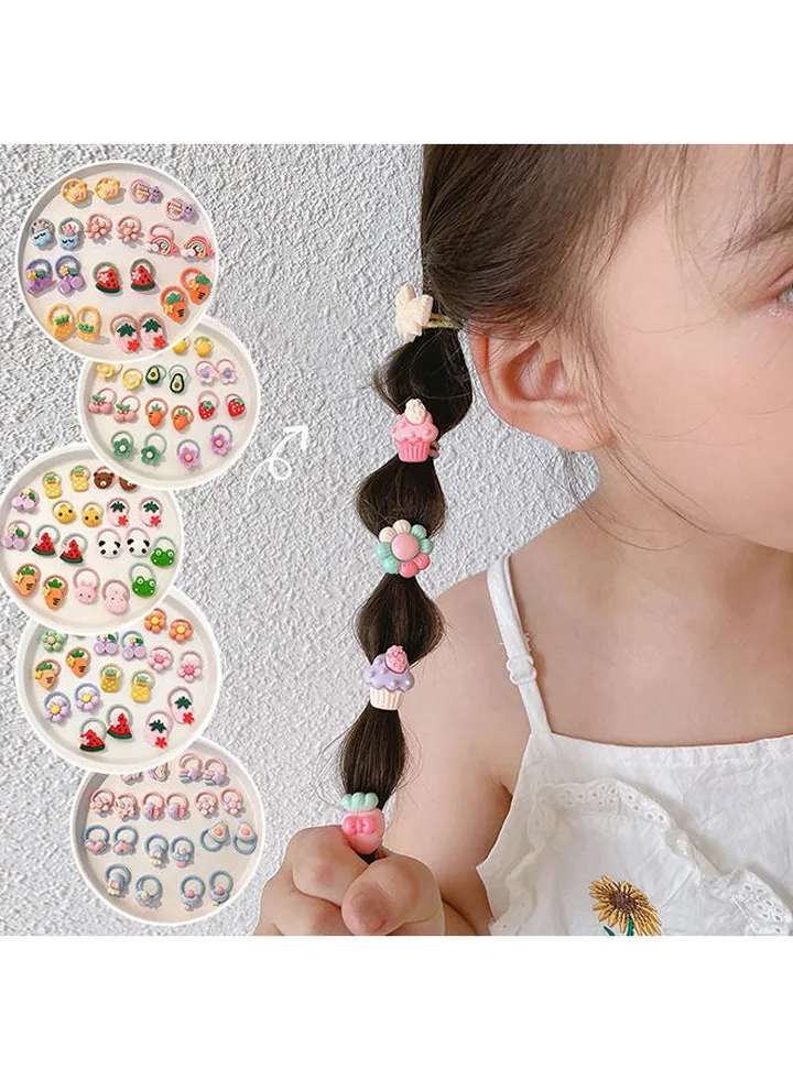 50 Pcs Girls' Hair Rope Cute Children'S Cartoon Shaped Hair Loop Without Hurting Hair