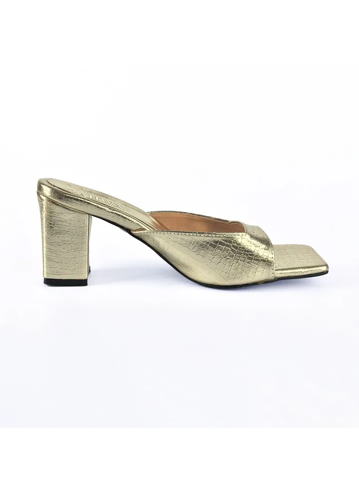 Heeled Sandal Crocodile Strap
