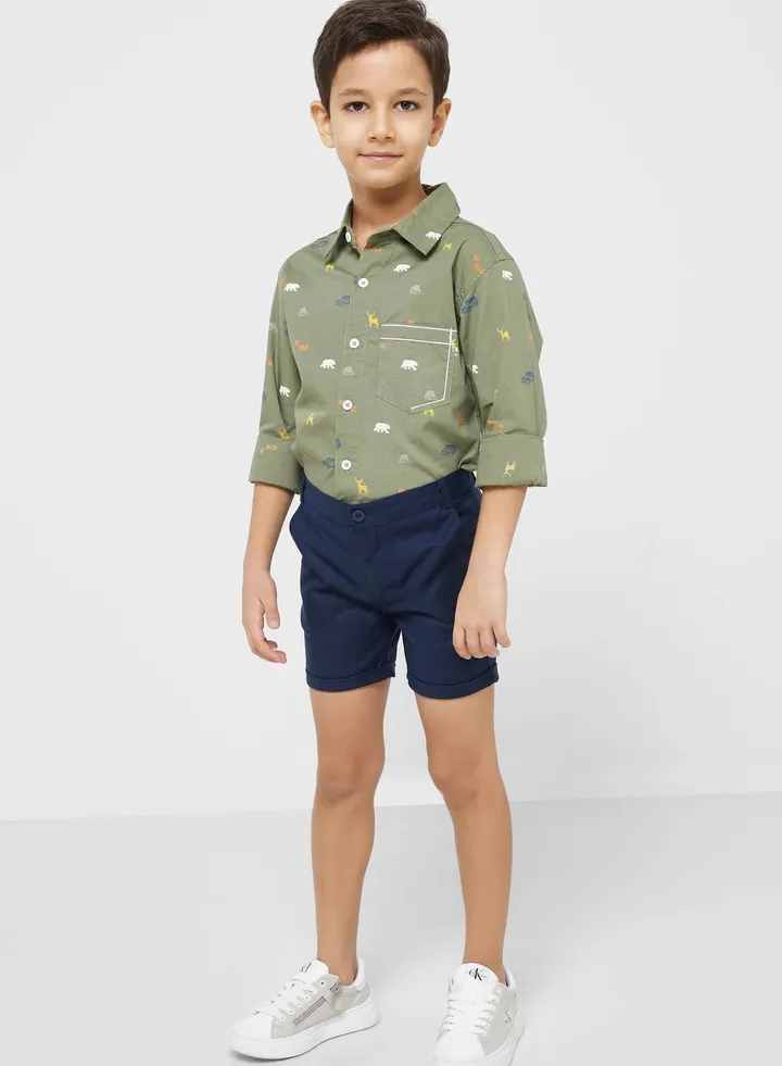 Boys Solid Chino Shorts