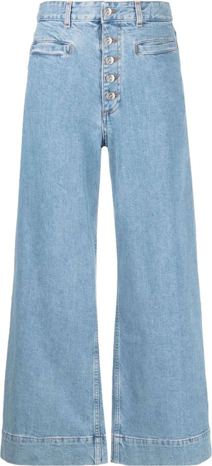 Paisley-Embroidery Wide-Leg Jeans