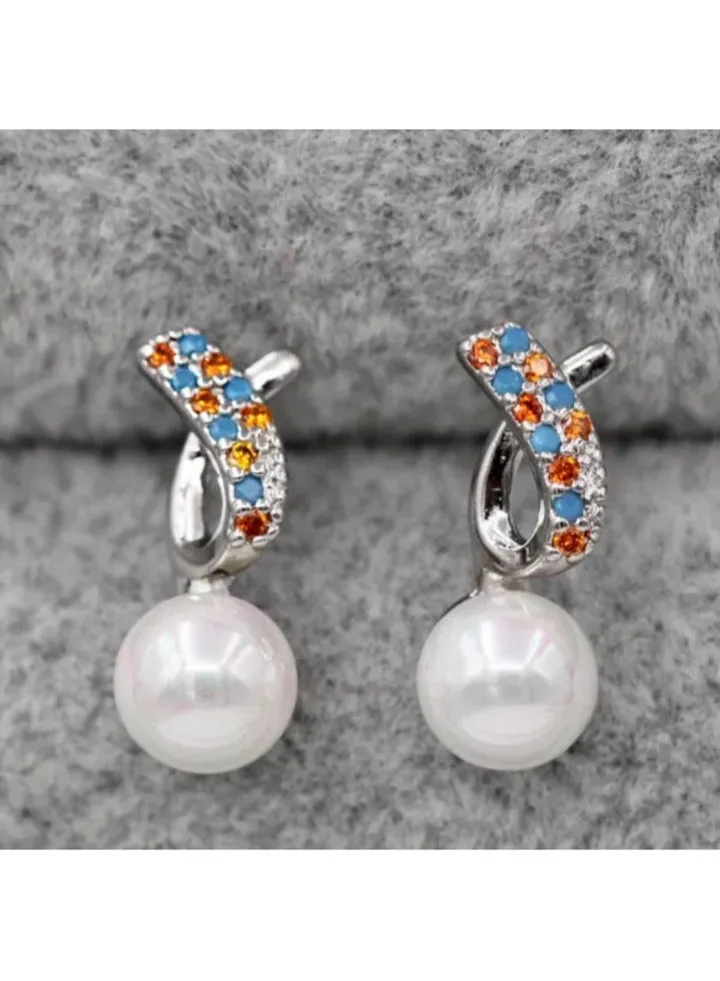 18K White Gold Plated Earrings