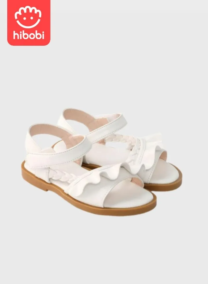 Girls Sandals Lace Soft Velcro Sandals-White