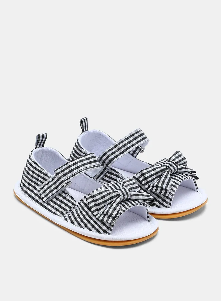Checkered Pattern Open Toe Casual Sandals Black/White