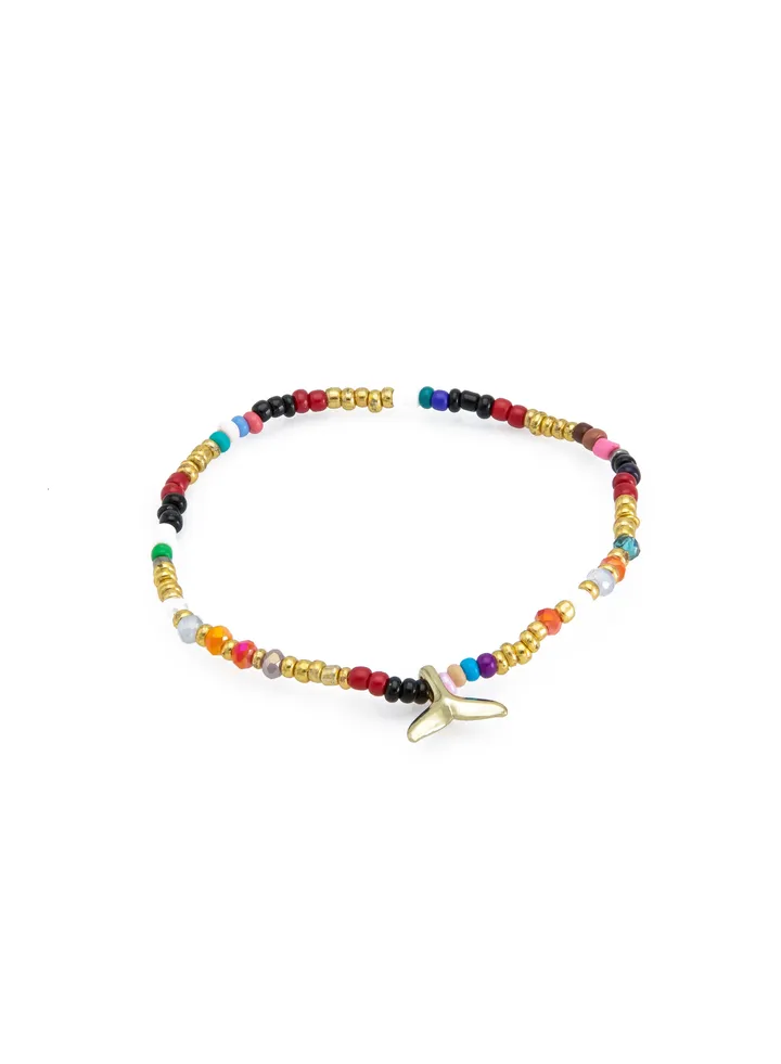 Beaded bracelet with mermaid tail pendant
