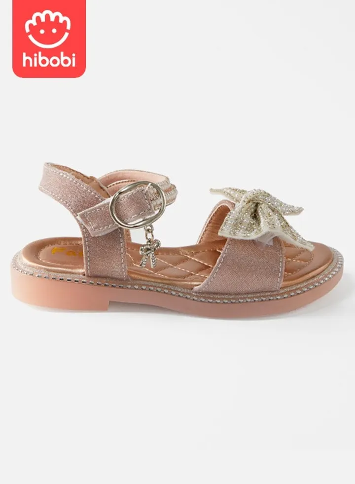 Kids Sandals Rhinestone and Bow Princess Outer Ankle Strap Sandals for Girls