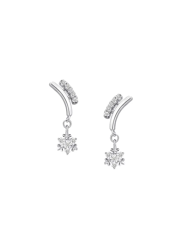 Women's Silver Sleigh Snowflake Drop Earrings