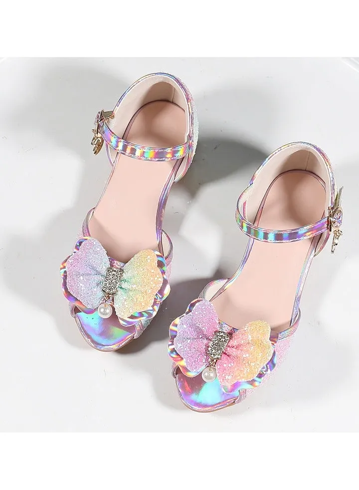 New Children's Princess Sandals Butterfly Children's Shoes Crystal Heels